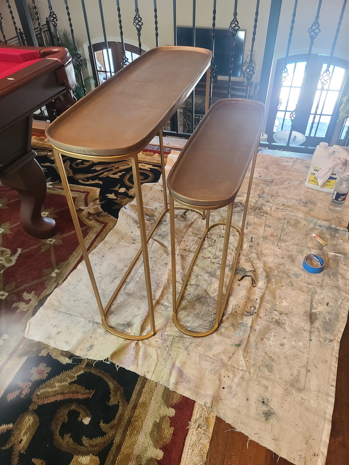 Glazed Metallic Buffed Nesting Tables