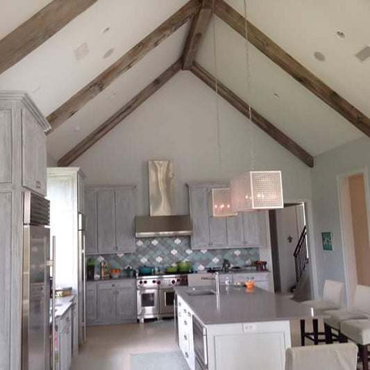 Faux Finished Cabinet, Beams & Silver Leaf Backslash