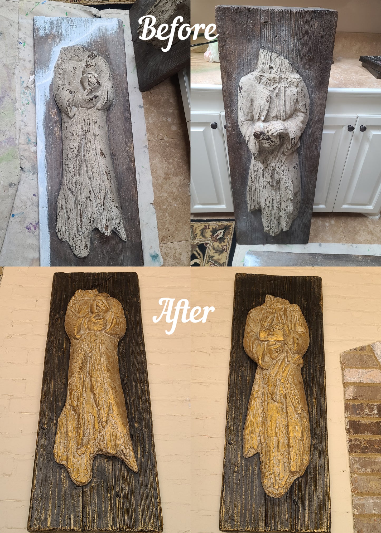 Repaired and Faux Finished with Metallic Paint & Glaze