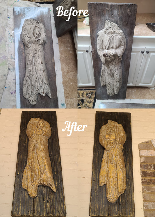 Repaired and Faux Finished with Metallic Paint & Glaze